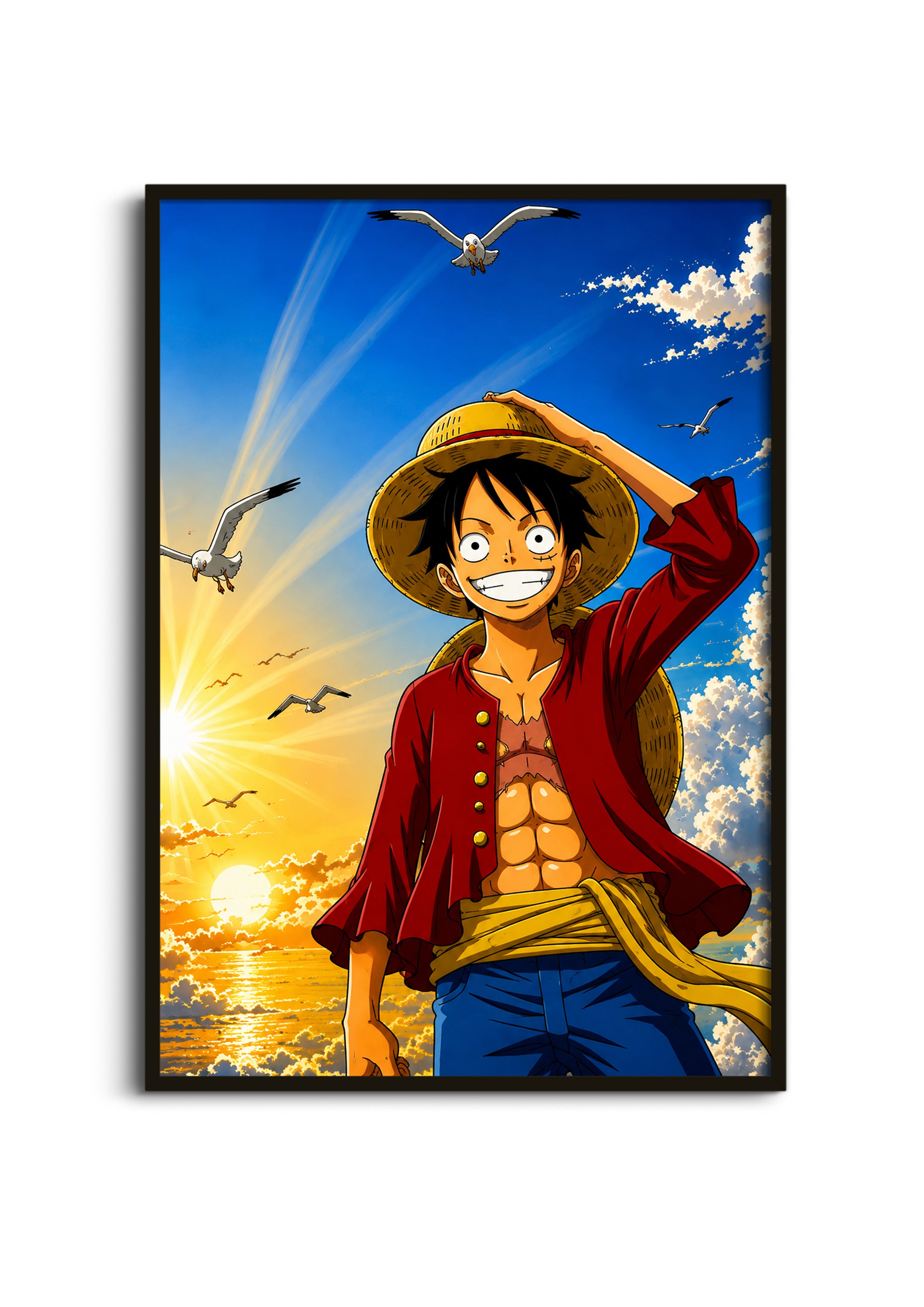 One Piece Luffy Sunset Poster
